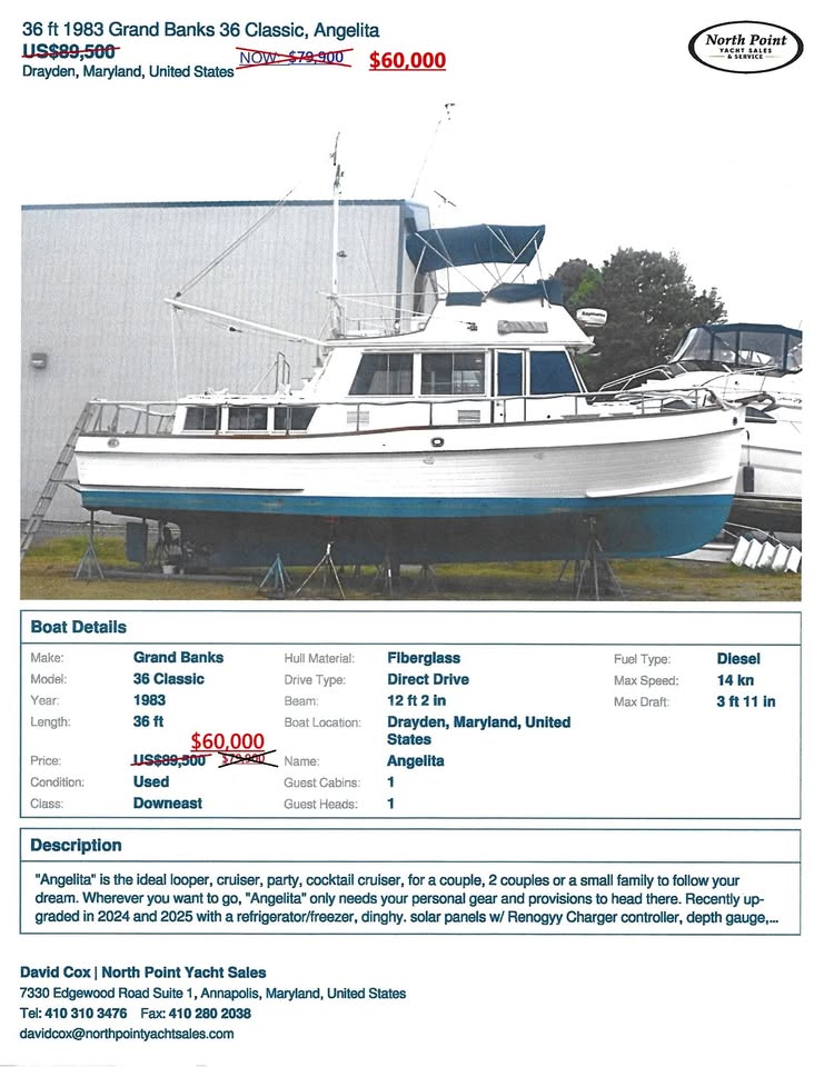 1983 Grand Banks 36 Classic for sale in Drayden, MD