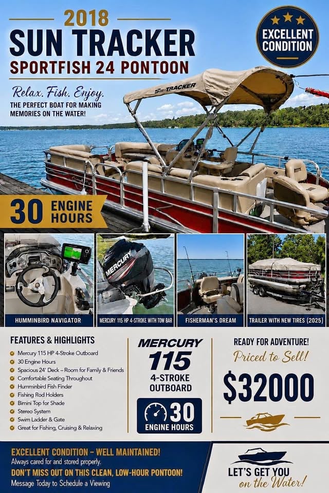 2018 Sun Tracker Pontoon Sport fish 24 feet Pontoon for sale in Savage, MN