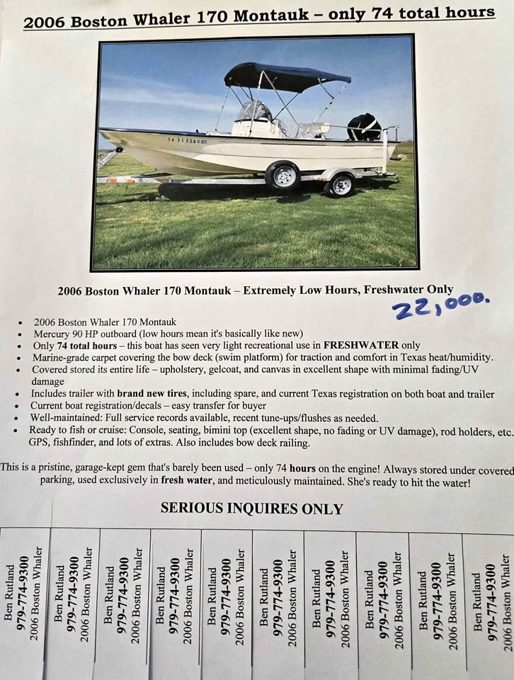 2006 Boston Whaler 170 Montauk for sale in Bryan, TX