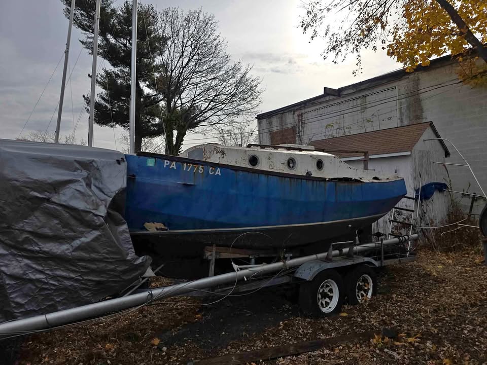PROJECT Bruce Roberts Spray 22' Steel Sailboat Diesel Inboard Sloop Rig Custom Trailer for sale in Bensalem, PA