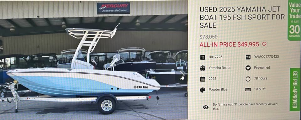 2025 Yamaha Jet Boat 195 Fish Sport ONLY 78 HOURS! for sale in Lake Mary, FL