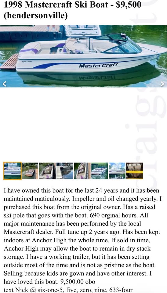 1998 Mastercraft boat for sale in Goodlettsville, TN