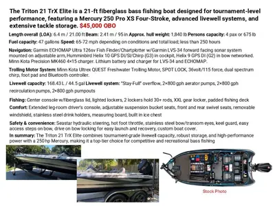 Triton TRX Elite 21' Bass Boat
