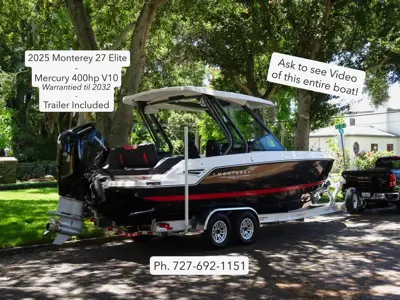 2025 Monterey Elite 27 - Mercury 400hp WARRANTY & Trailer Included