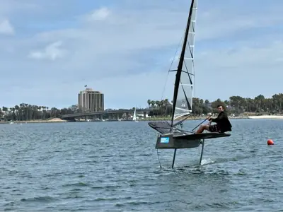 Mach 2.3 Moth Foiling sailboat