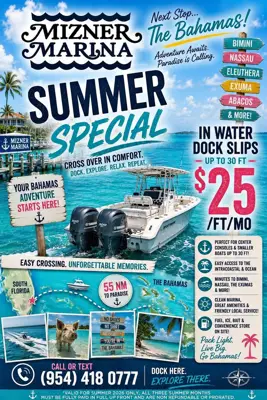 Mizner Marina Summer Speical - 24/7 Gated Access - In Water Boat Slip