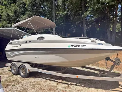 Crown line deck boat