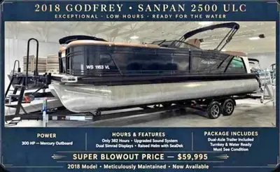 2018 Godfrey sanpan 2500 ulc / 300 / 382hrs
