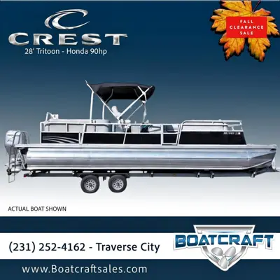 1990 Crest Large Tritoon Pontoon Boat 28' - C001518