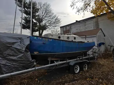 PROJECT Bruce Roberts Spray 22' Steel Sailboat Diesel Inboard Sloop Rig Custom Trailer