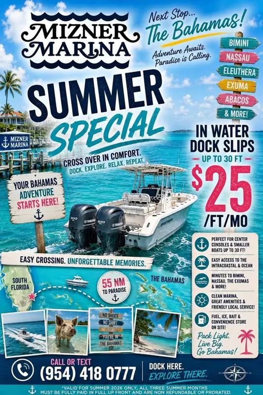 Mizner Marina Summer Speical - 24/7 Gated Access - In Water Boat Slip