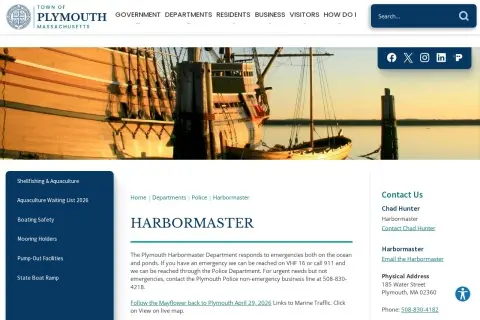 Plymouth Town Wharf and Moorings (Plymouth Harbormaster)