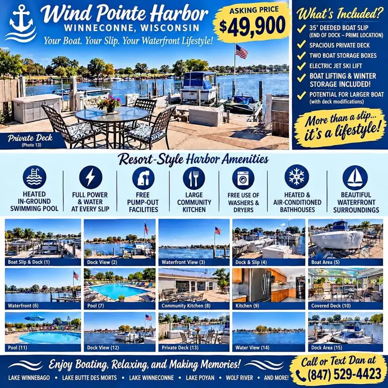 Rare deeded boat slip in Windpointe harbor