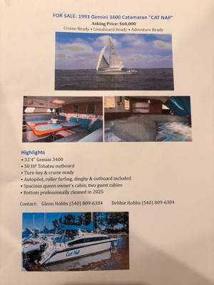 1993 Gemini 3400 catamaran