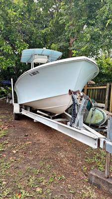 SEA OX Center Console Fishing Boat with Twin Outboard Engines