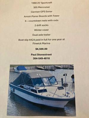 25’ Sportscraft boat and trailer