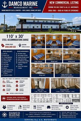 2012 Custom Built 110' x 30' steel accommodations barge